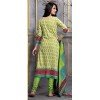 Salwar Suit- Pure Cotton with Self Print - Beige and Green  (Un Stitched)